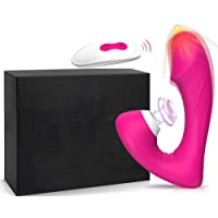 Masajeador Silicona Portátil- Control Remoto 9 modos de vibración y función de succión- carga USB- silicona impermeable…